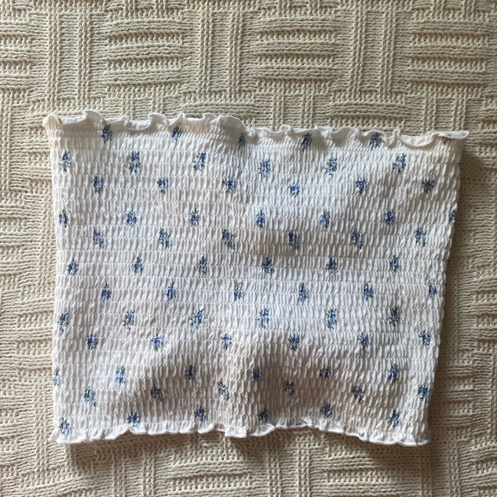 White Flowered Tube Top